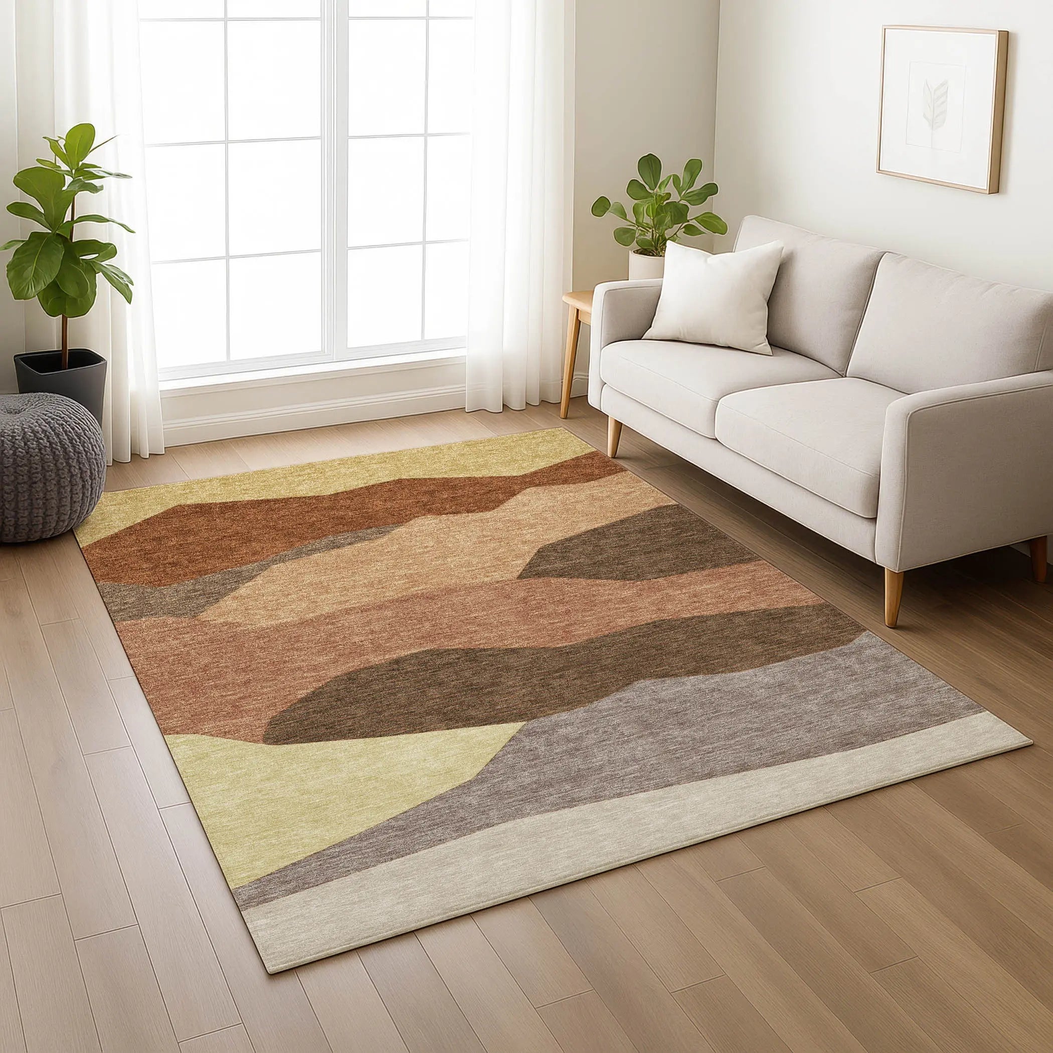 10' X 14' Orange And Copper Geometric Washable Indoor Outdoor Area Rug Homeroots Outdoor