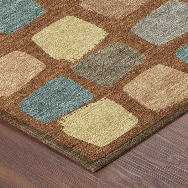 10' X 14' Orange And Copper Geometric Washable Indoor Outdoor Area Rug Homeroots Outdoor