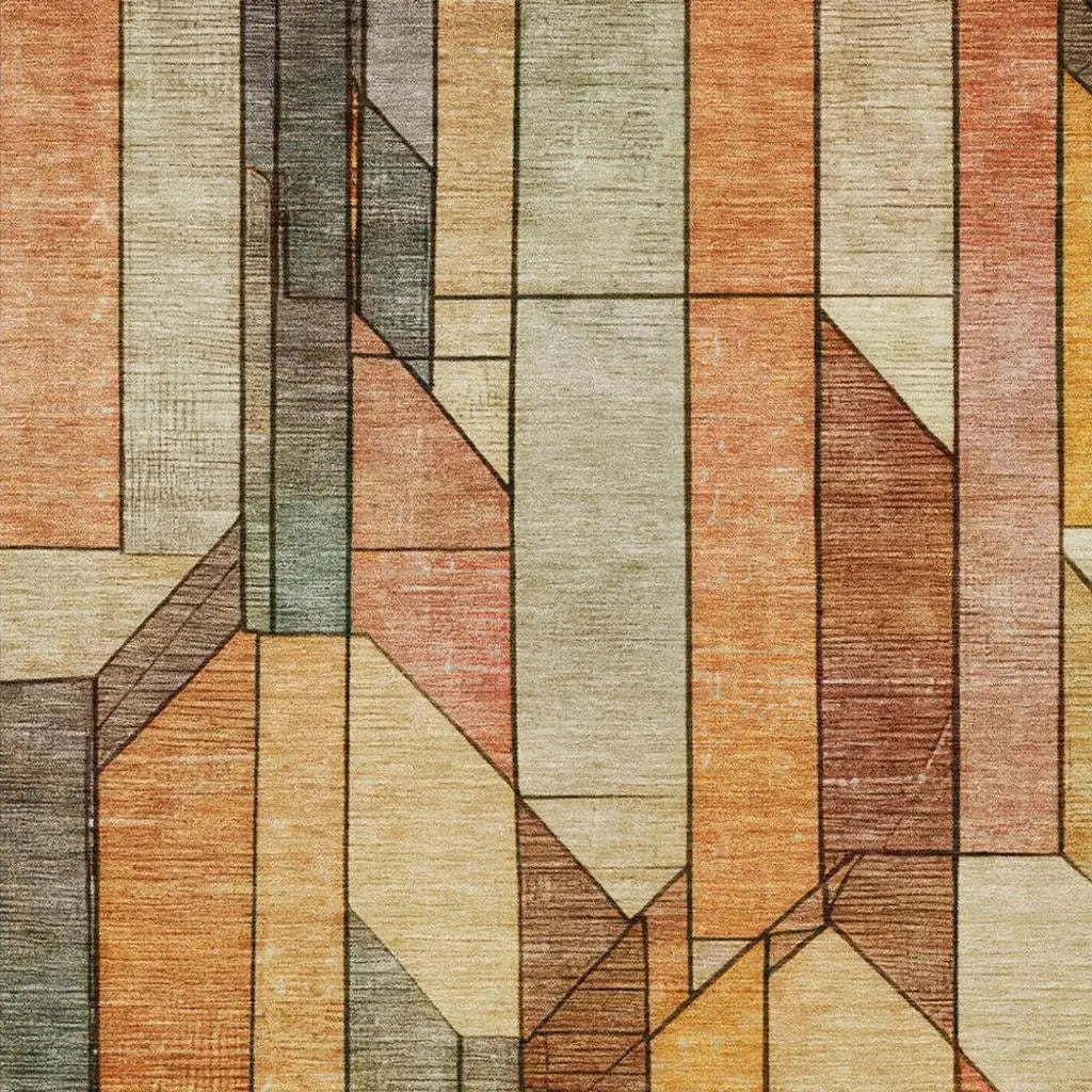 10' X 14' Orange And Copper Geometric Washable Indoor Outdoor Area Rug Homeroots Outdoor