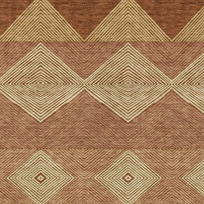 10' X 14' Orange And Copper Geometric Washable Indoor Outdoor Area Rug Homeroots Outdoor