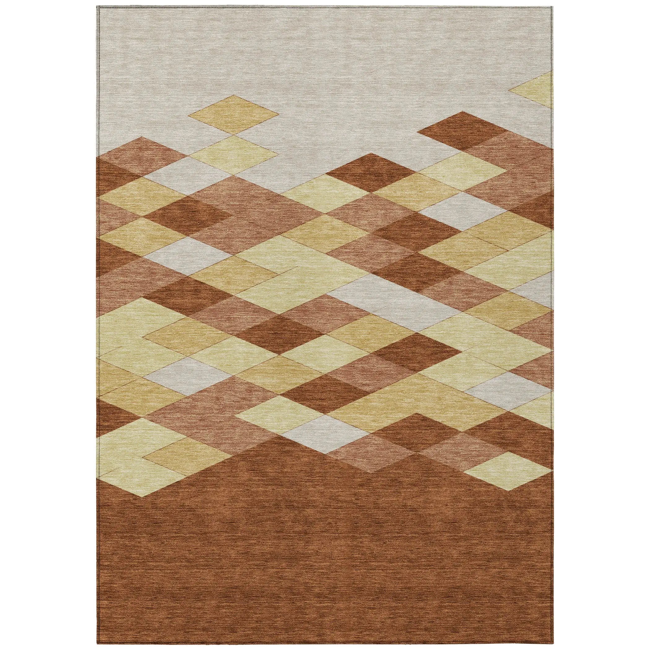 10' X 14' Orange And Copper Geometric Washable Indoor Outdoor Area Rug Homeroots Outdoor