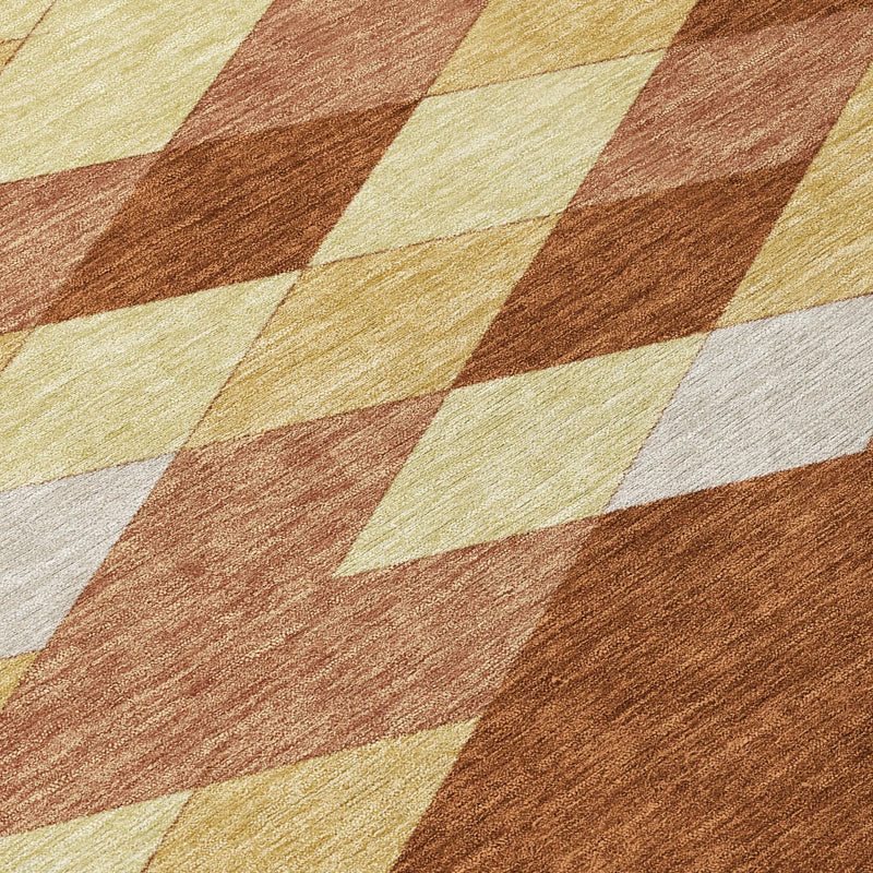 10' X 14' Orange And Copper Geometric Washable Indoor Outdoor Area Rug Homeroots Outdoor