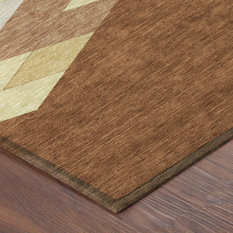 10' X 14' Orange And Copper Geometric Washable Indoor Outdoor Area Rug Homeroots Outdoor