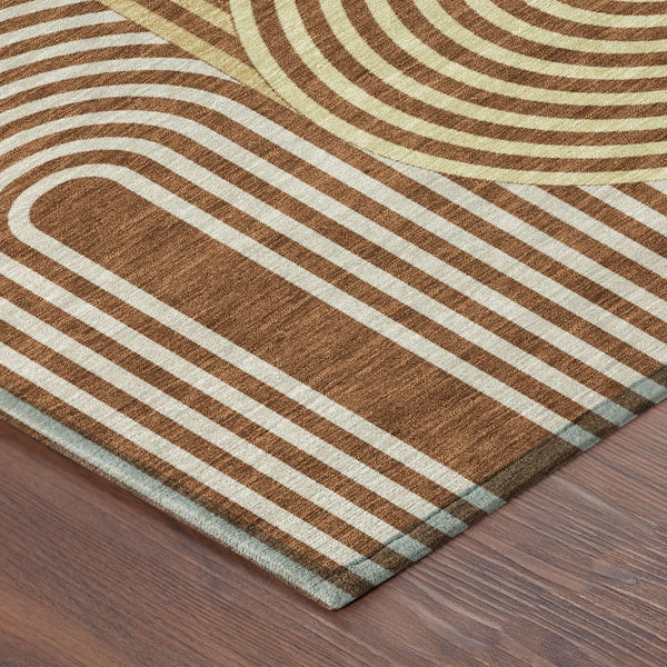 10' X 14' Orange And Copper Geometric Washable Indoor Outdoor Area Rug Homeroots Outdoor