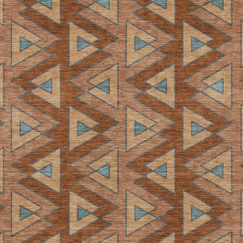 10' X 14' Orange And Copper Geometric Washable Indoor Outdoor Area Rug Homeroots Outdoor