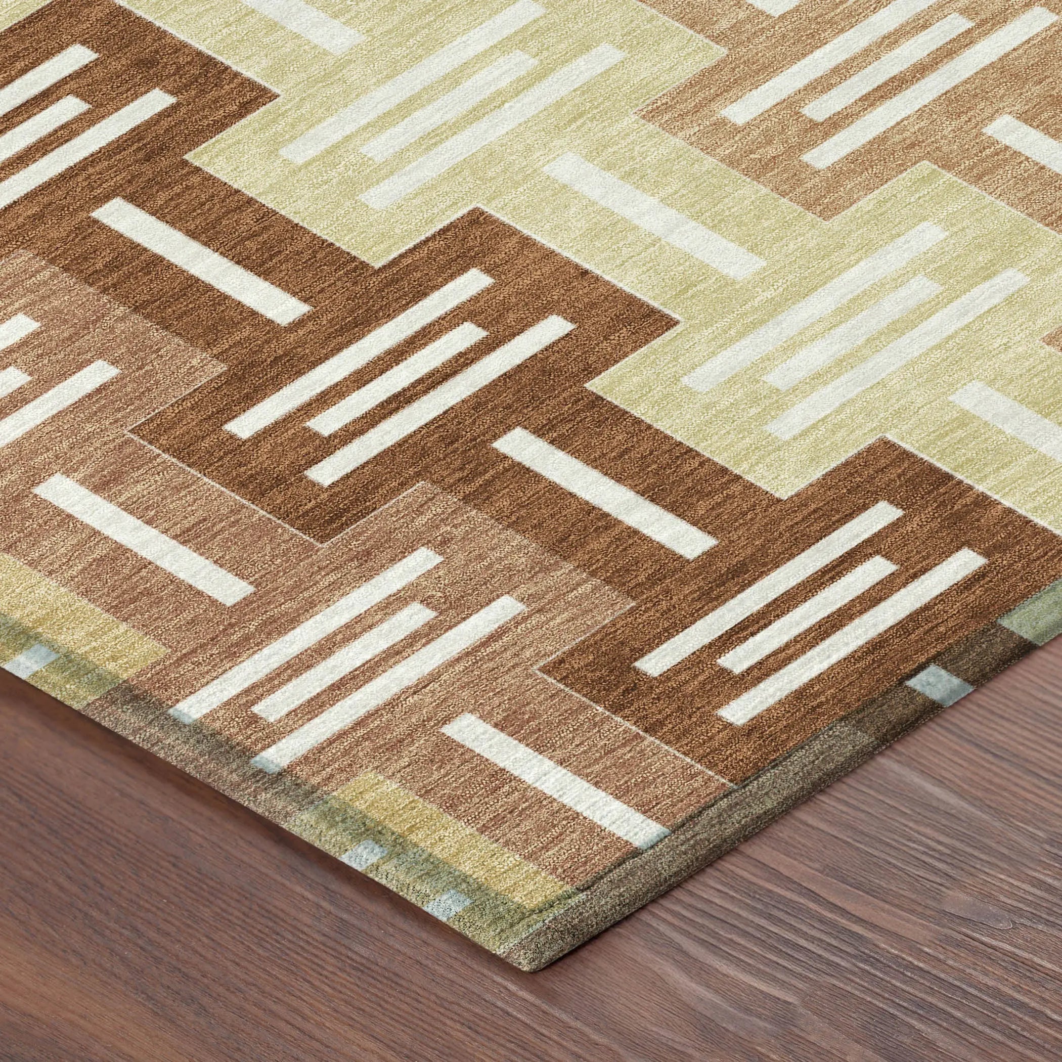 10' X 14' Orange And Copper Geometric Washable Indoor Outdoor Area Rug Homeroots Outdoor