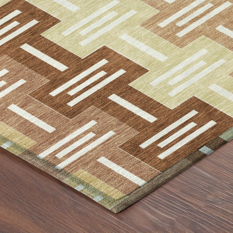 10' X 14' Orange And Copper Geometric Washable Indoor Outdoor Area Rug Homeroots Outdoor