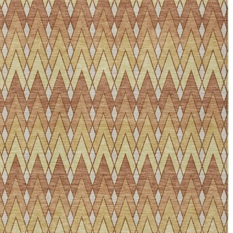 10' X 14' Orange And Copper Geometric Washable Indoor Outdoor Area Rug Homeroots Outdoor