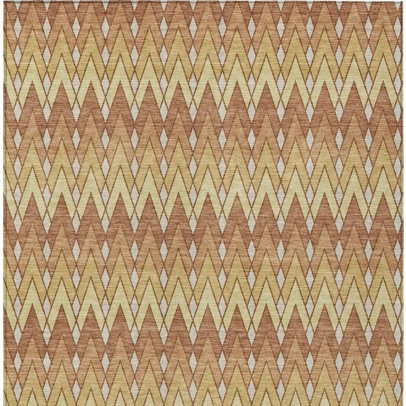10' X 14' Orange And Copper Geometric Washable Indoor Outdoor Area Rug Homeroots Outdoor