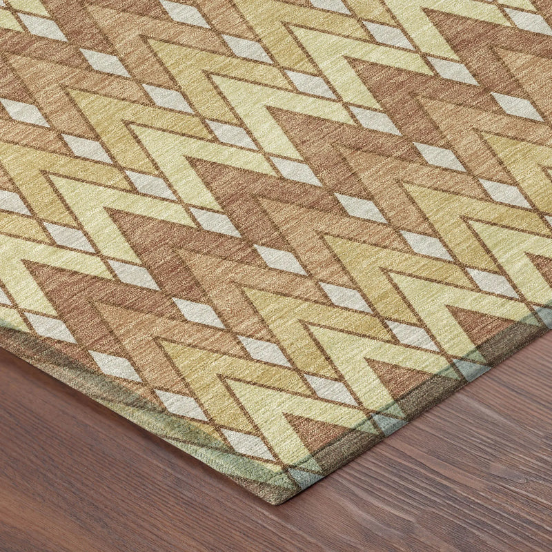 10' X 14' Orange And Copper Geometric Washable Indoor Outdoor Area Rug Homeroots Outdoor