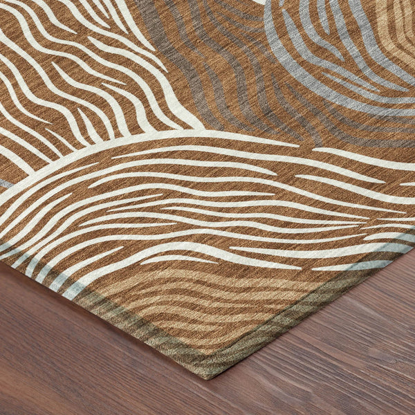 10' X 14' Orange And Copper Ikat Washable Indoor Outdoor Area Rug Homeroots Outdoor