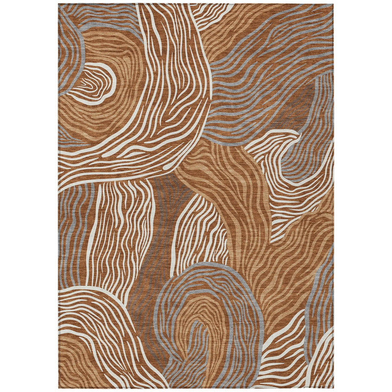 10' X 14' Orange And Copper Ikat Washable Indoor Outdoor Area Rug Homeroots Outdoor