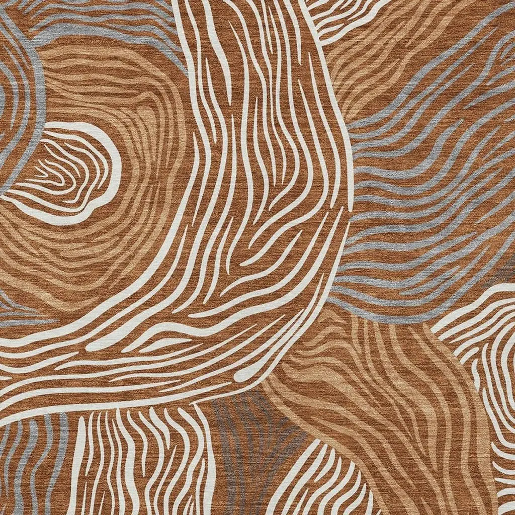 10' X 14' Orange And Copper Ikat Washable Indoor Outdoor Area Rug Homeroots Outdoor