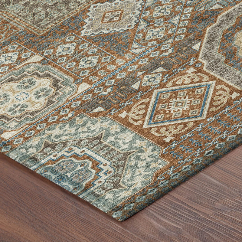 10' X 14' Orange And Copper Oriental Washable Indoor Outdoor Area Rug Homeroots Outdoor