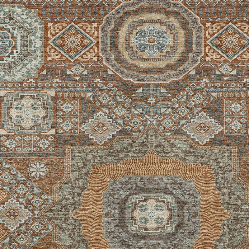 10' X 14' Orange And Copper Oriental Washable Indoor Outdoor Area Rug Homeroots Outdoor