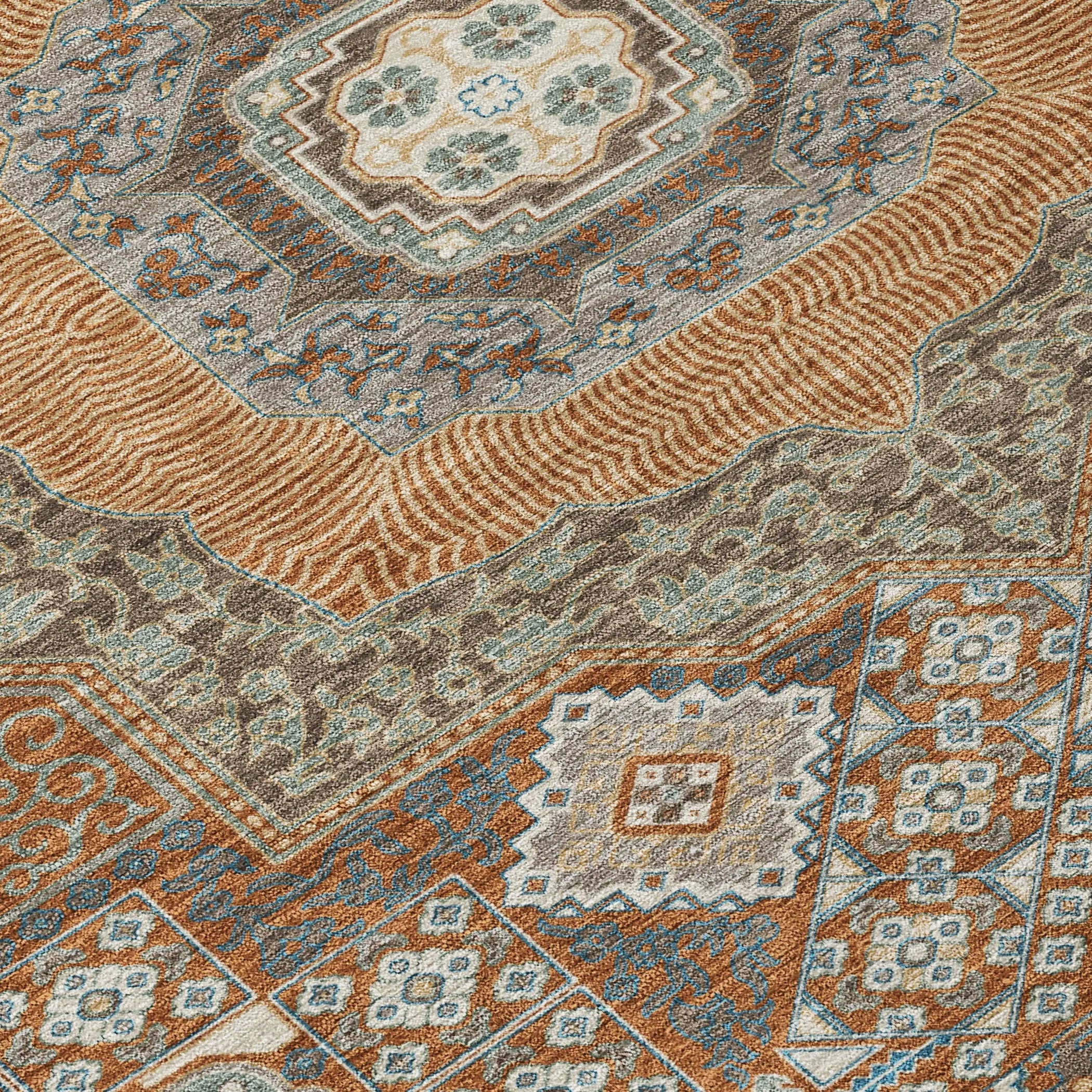 10' X 14' Orange And Copper Oriental Washable Indoor Outdoor Area Rug Homeroots Outdoor