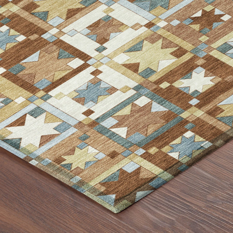 10' X 14' Orange And Copper Patchwork Washable Indoor Outdoor Area Rug Homeroots Outdoor