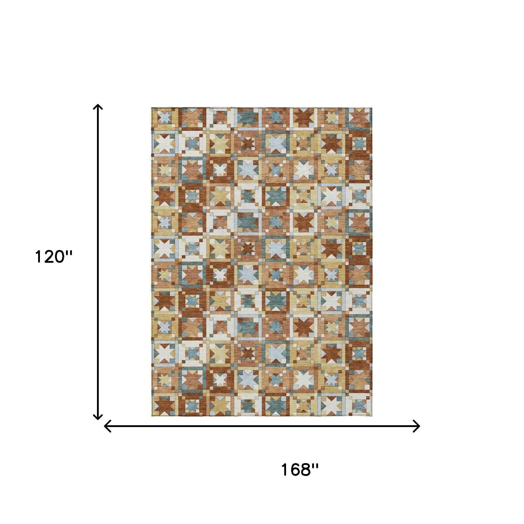 10' X 14' Orange And Copper Patchwork Washable Indoor Outdoor Area Rug Homeroots Outdoor