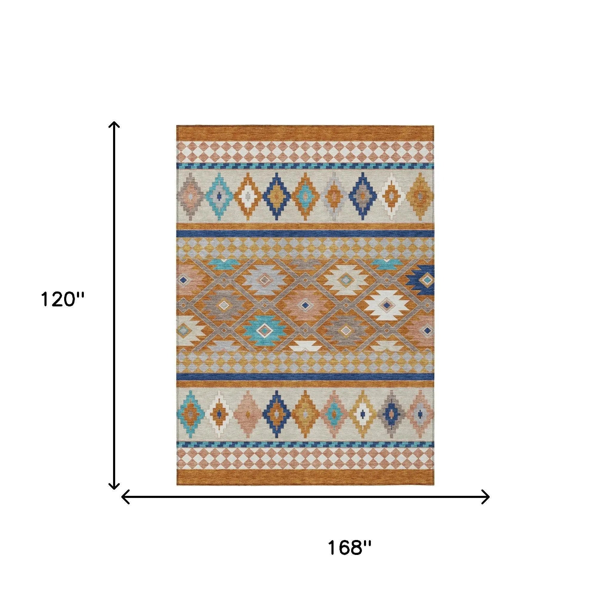 10' X 14' Orange And Copper Southwestern Washable Indoor Outdoor Area Rug Homeroots Outdoor
