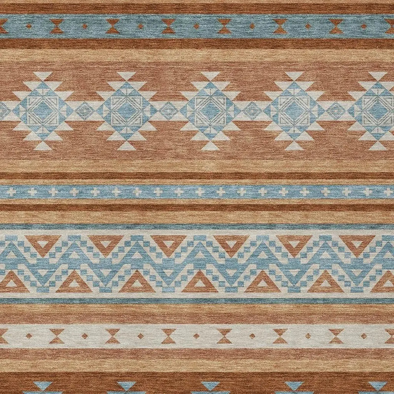 10' X 14' Orange And Copper Southwestern Washable Indoor Outdoor Area Rug Homeroots Outdoor
