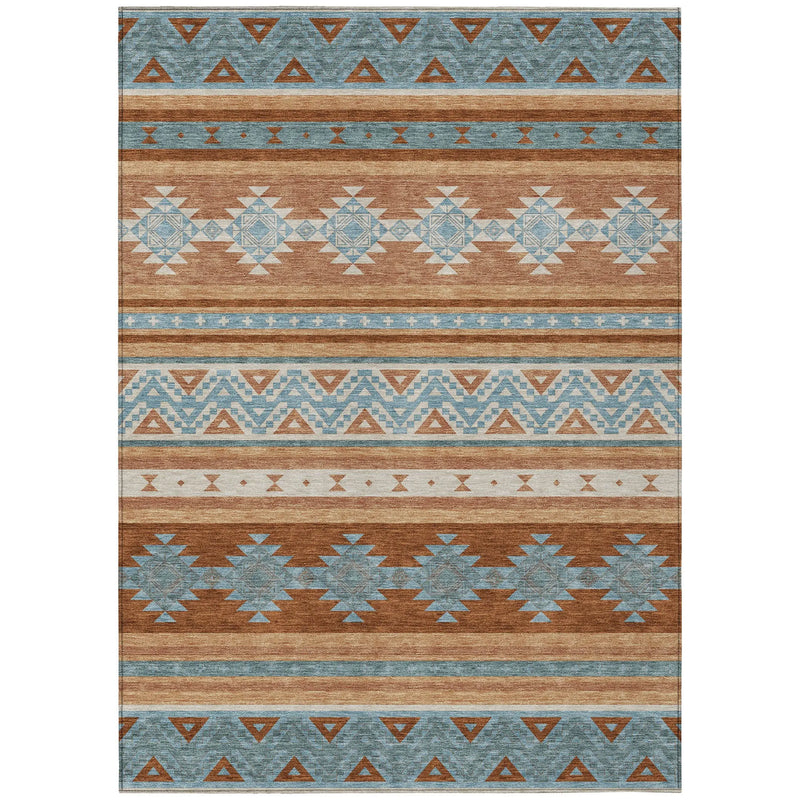 10' X 14' Orange And Copper Southwestern Washable Indoor Outdoor Area Rug Homeroots Outdoor