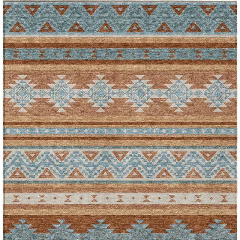10' X 14' Orange And Copper Southwestern Washable Indoor Outdoor Area Rug Homeroots Outdoor