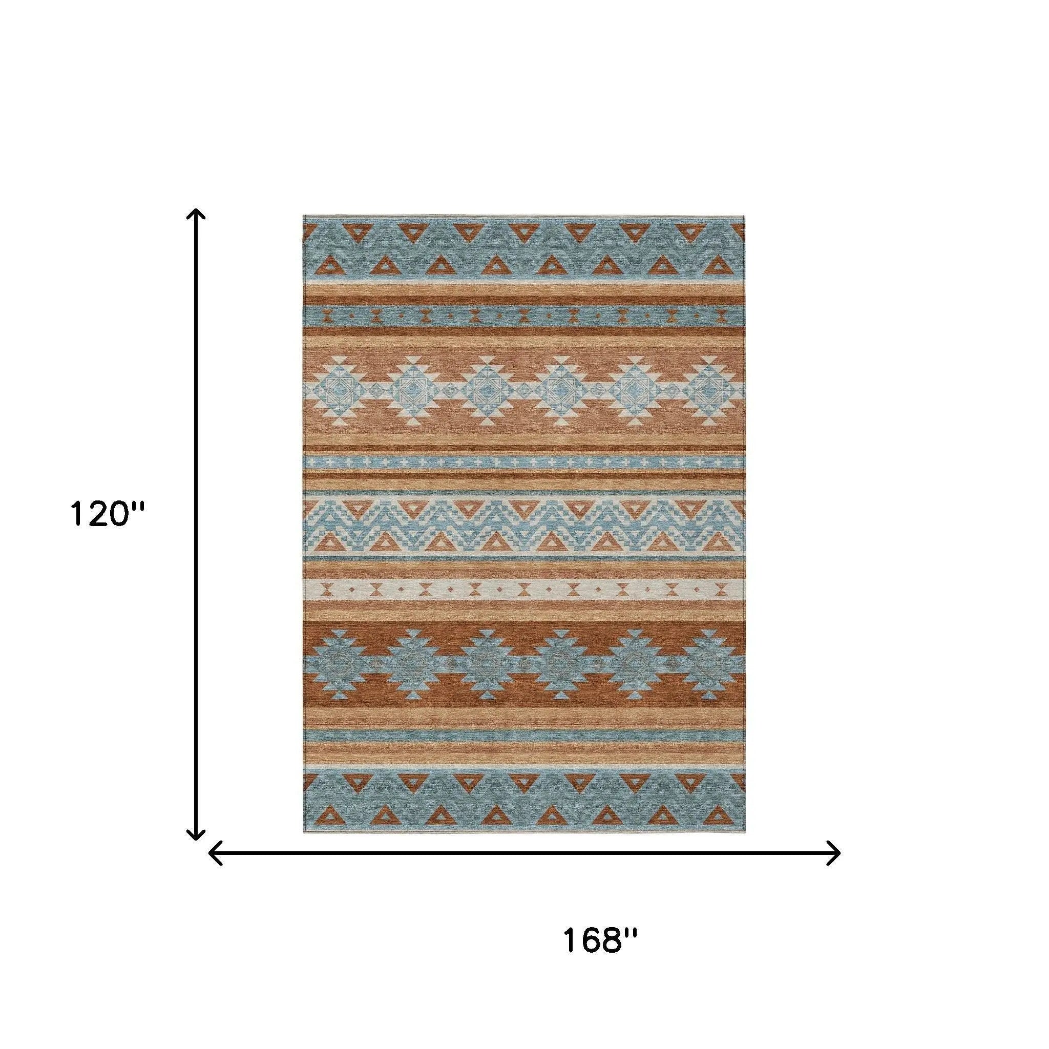 10' X 14' Orange And Copper Southwestern Washable Indoor Outdoor Area Rug Homeroots Outdoor