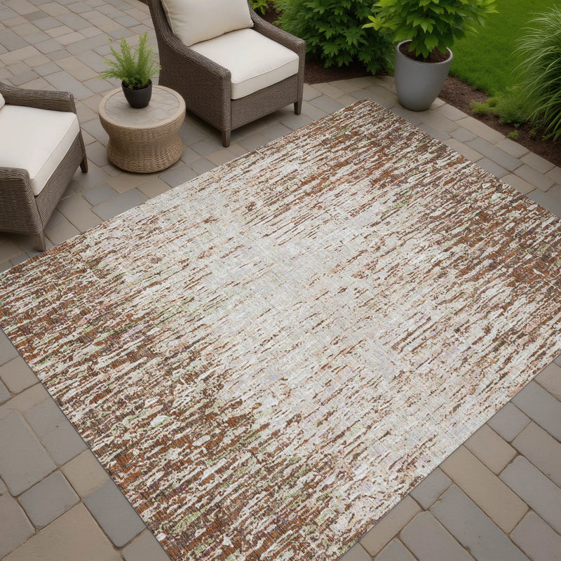 10' X 14' Orange And Copper Striped Washable Indoor Outdoor Area Rug Homeroots Outdoor
