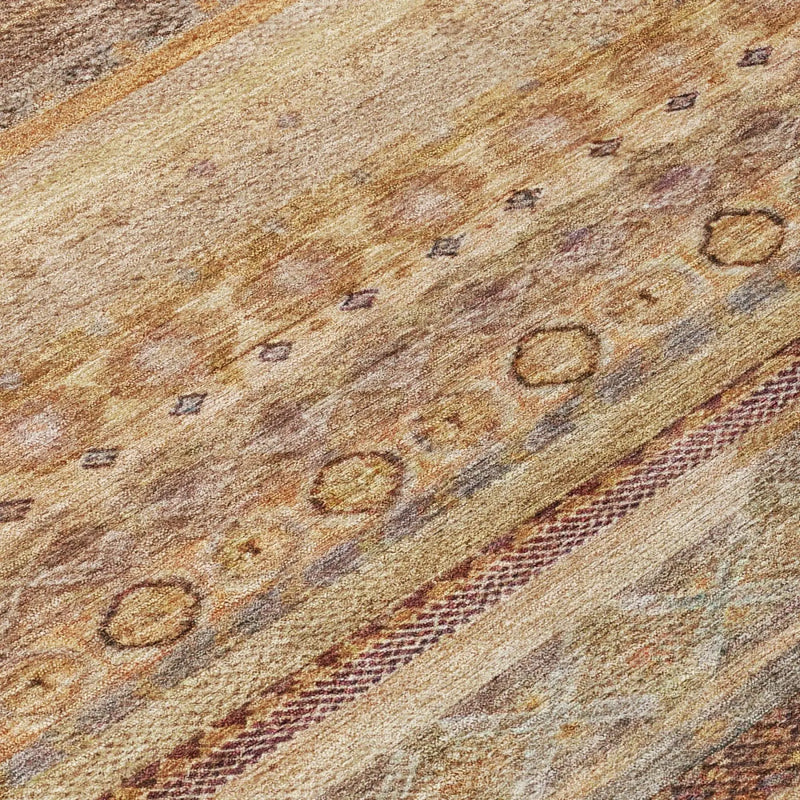 10' X 14' Orange And Copper Striped Washable Indoor Outdoor Area Rug Homeroots Outdoor