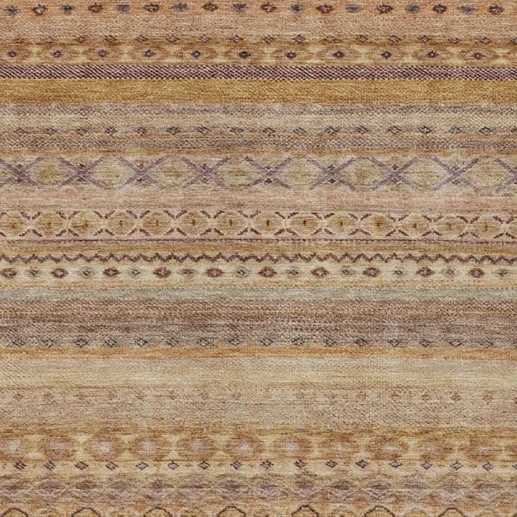 10' X 14' Orange And Copper Striped Washable Indoor Outdoor Area Rug Homeroots Outdoor