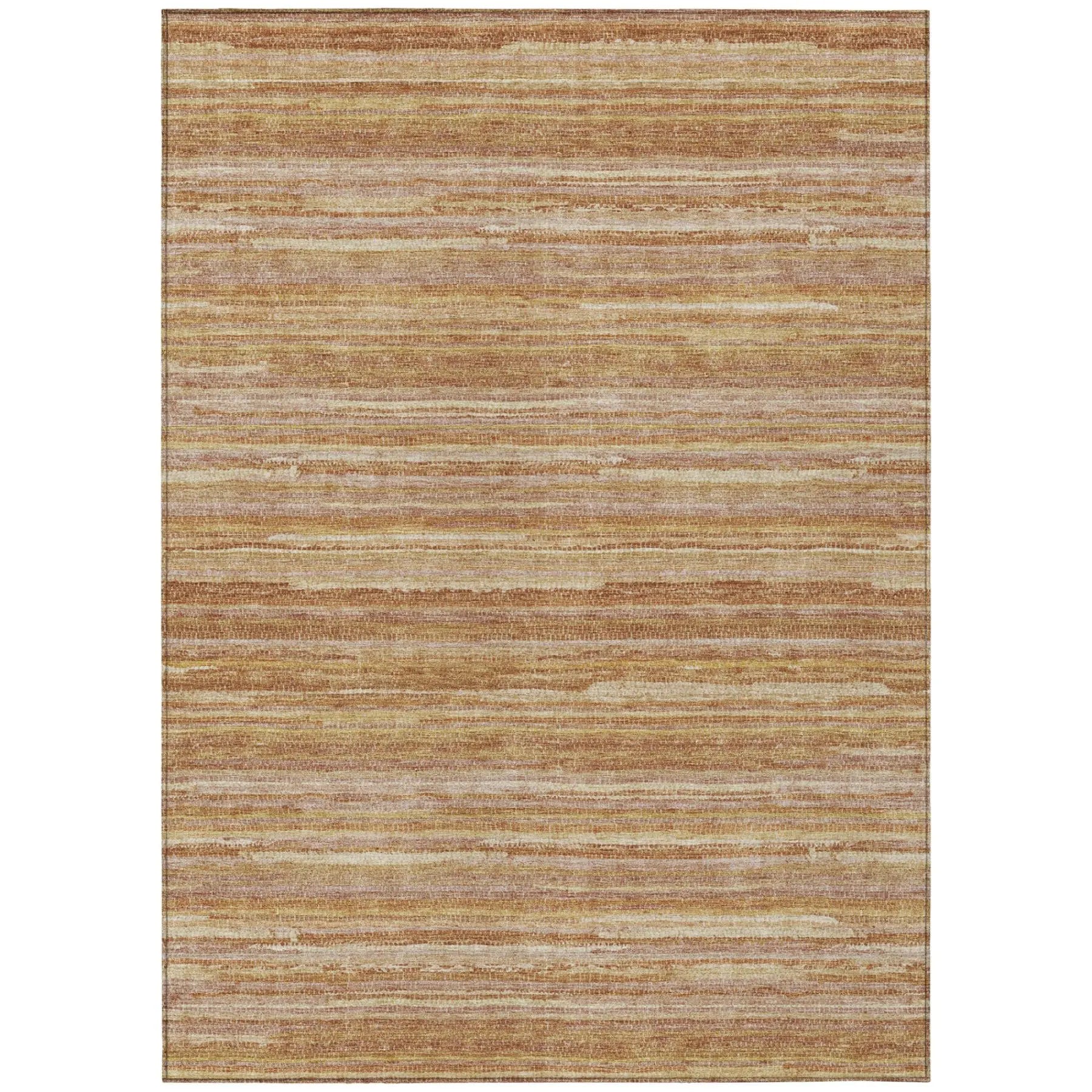 10' X 14' Orange And Copper Striped Washable Indoor Outdoor Area Rug Homeroots Outdoor