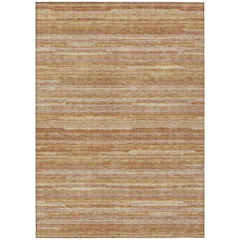 10' X 14' Orange And Copper Striped Washable Indoor Outdoor Area Rug Homeroots Outdoor