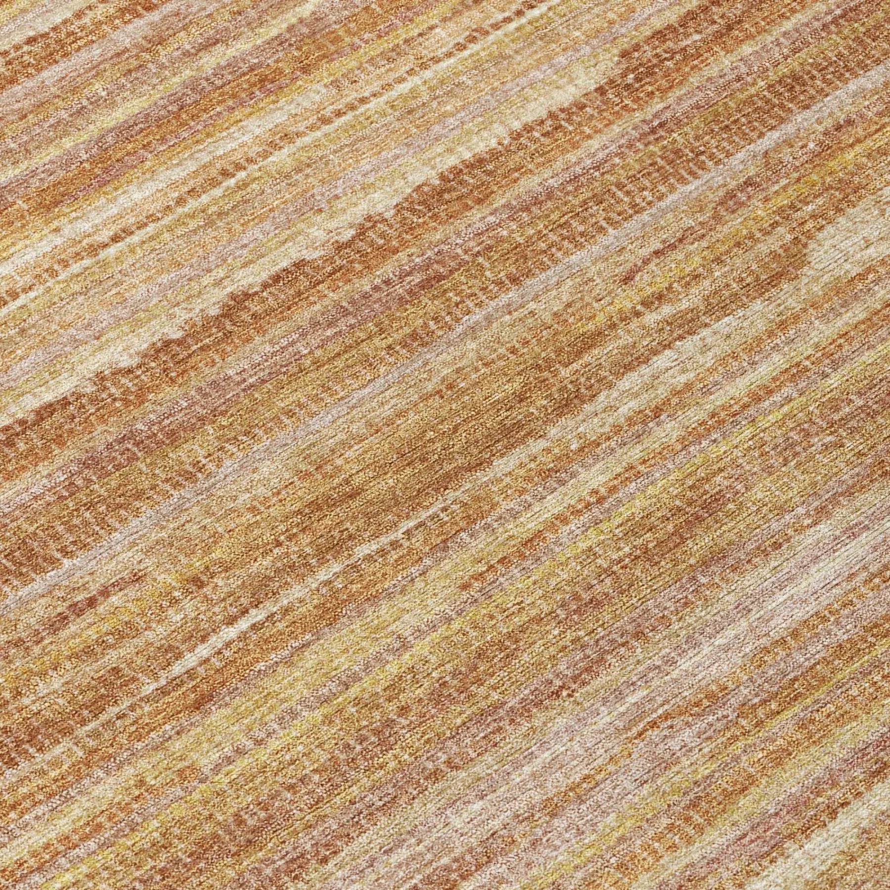 10' X 14' Orange And Copper Striped Washable Indoor Outdoor Area Rug Homeroots Outdoor