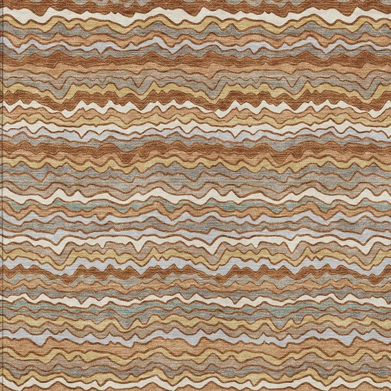 10' X 14' Orange And Copper Striped Washable Indoor Outdoor Area Rug Homeroots Outdoor