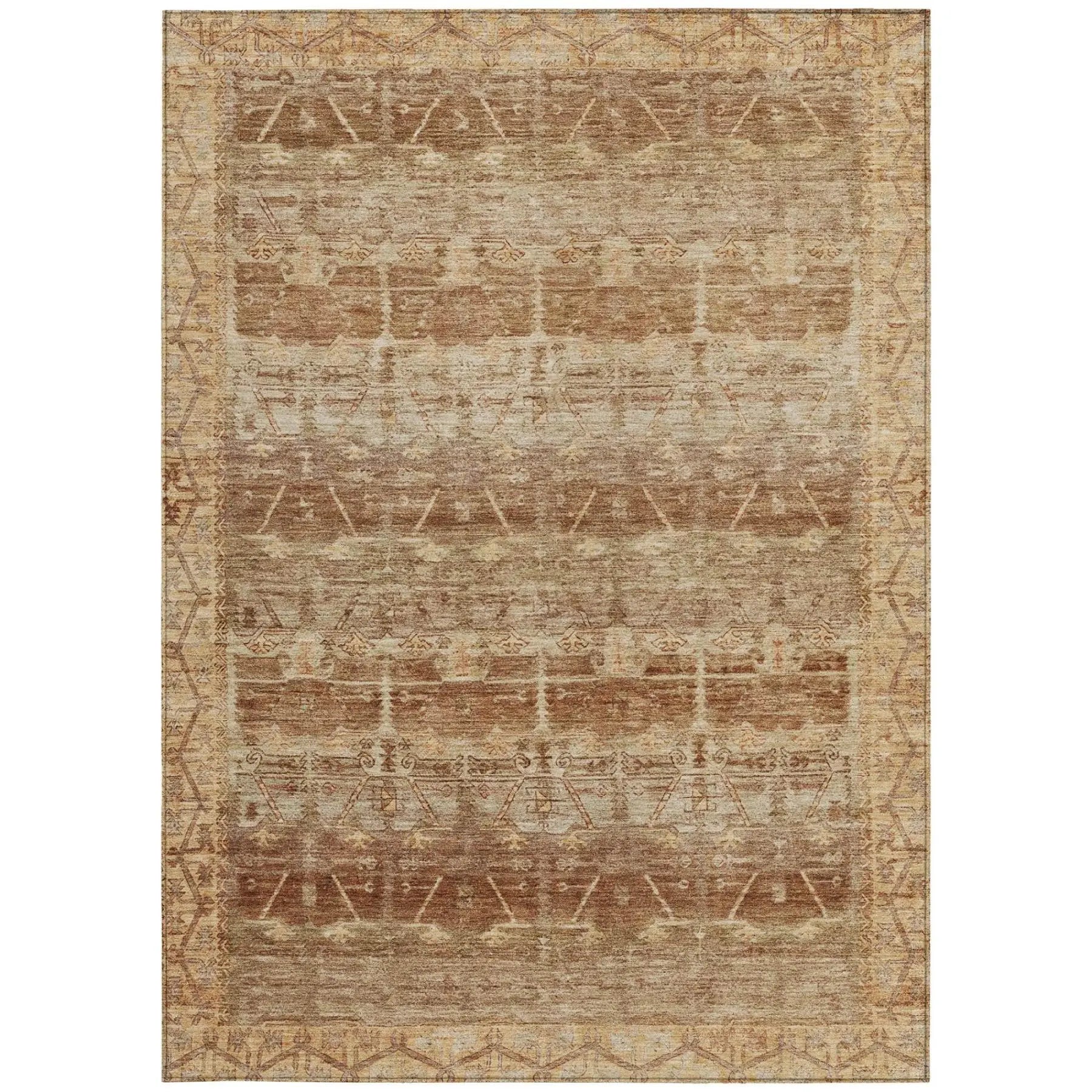 10' X 14' Orange And Copper Tribal Washable Indoor Outdoor Area Rug Homeroots Outdoor