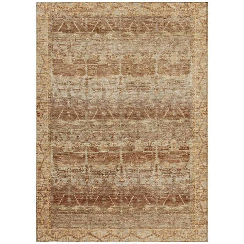 10' X 14' Orange And Copper Tribal Washable Indoor Outdoor Area Rug Homeroots Outdoor