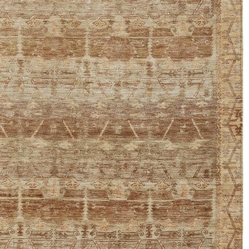 10' X 14' Orange And Copper Tribal Washable Indoor Outdoor Area Rug Homeroots Outdoor