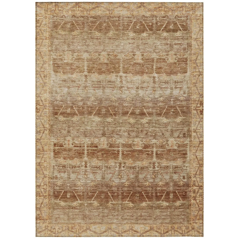 10' X 14' Orange And Copper Tribal Washable Indoor Outdoor Area Rug Homeroots Outdoor