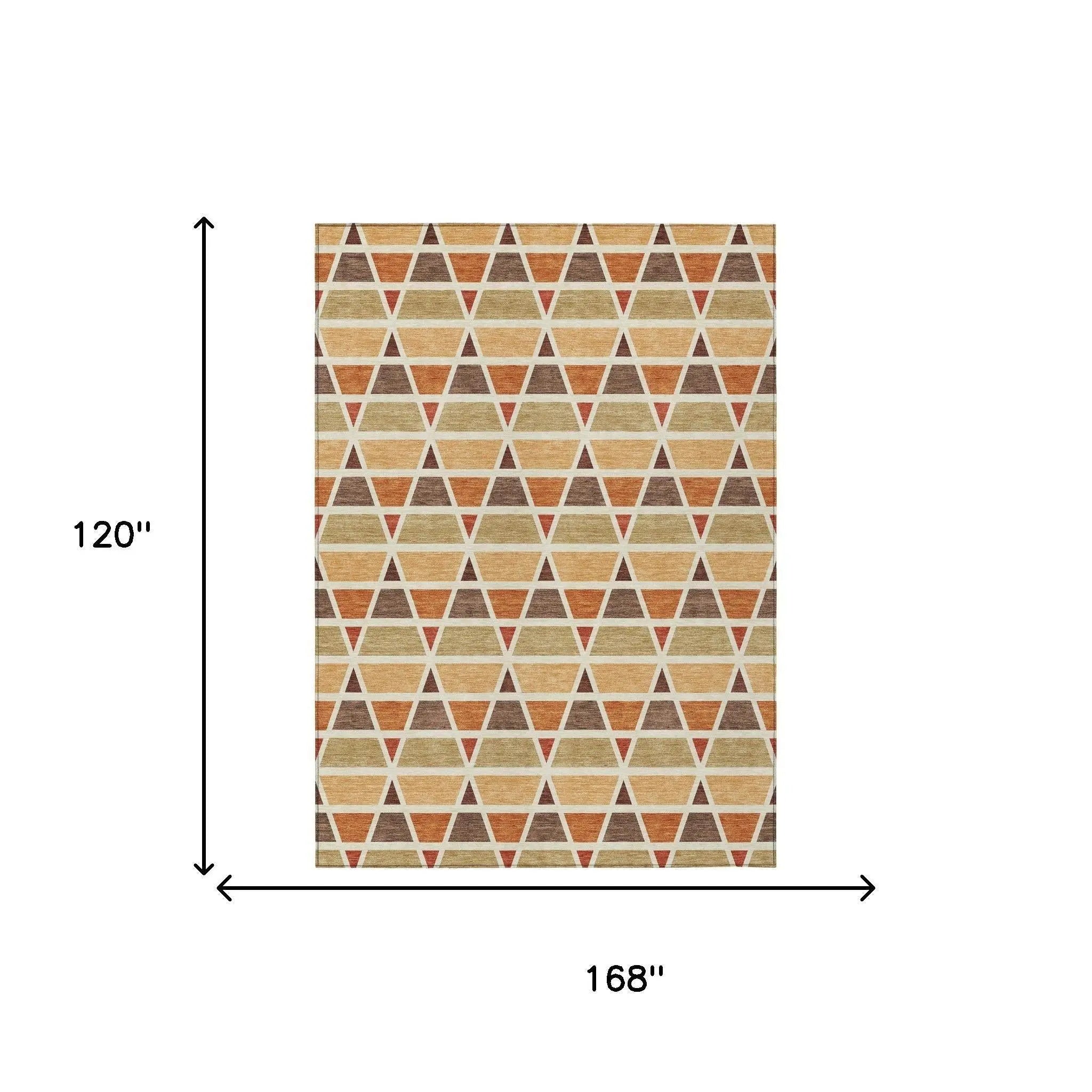 10' X 14' Orange And Cream Geometric Washable Indoor Outdoor Area Rug Homeroots Outdoor