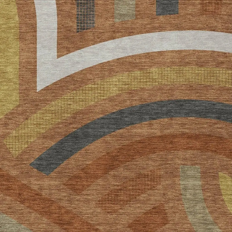 10' X 14' Orange And Gold Abstract Washable Indoor Outdoor Area Rug Homeroots Outdoor