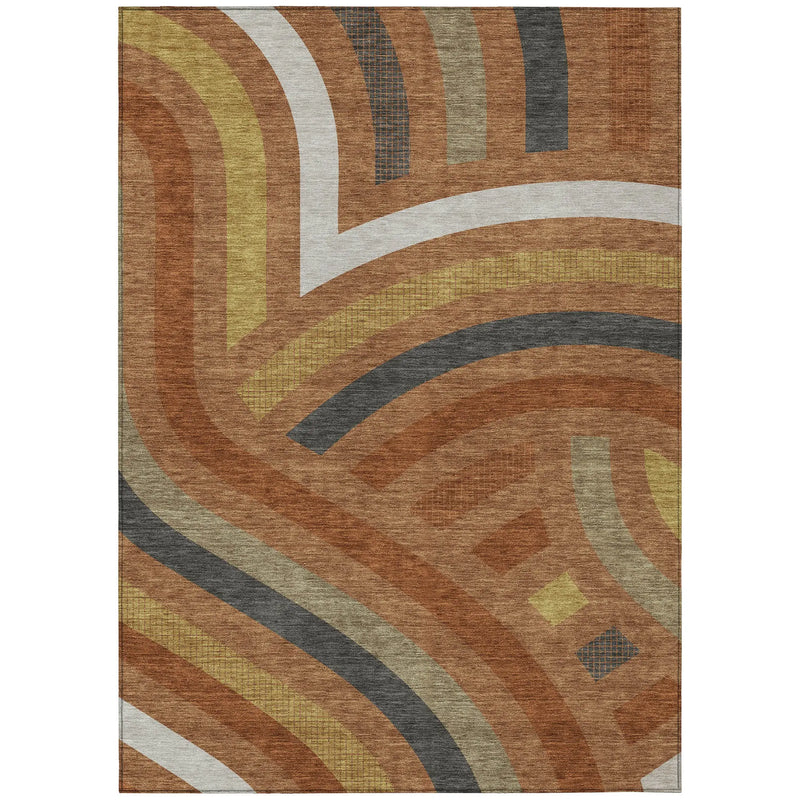 10' X 14' Orange And Gold Abstract Washable Indoor Outdoor Area Rug Homeroots Outdoor