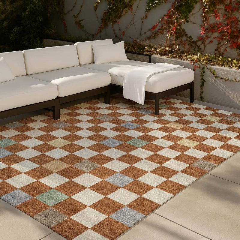 10' X 14' Orange And Gold Geometric Washable Indoor Outdoor Area Rug Homeroots Outdoor
