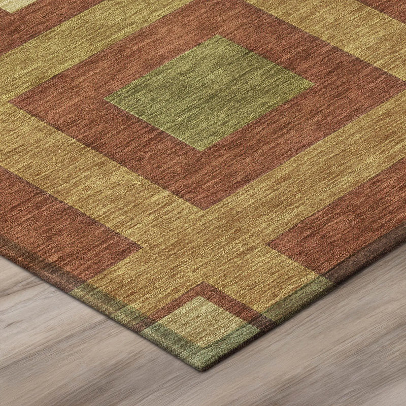 10' X 14' Orange And Gold Geometric Washable Indoor Outdoor Area Rug Homeroots Outdoor