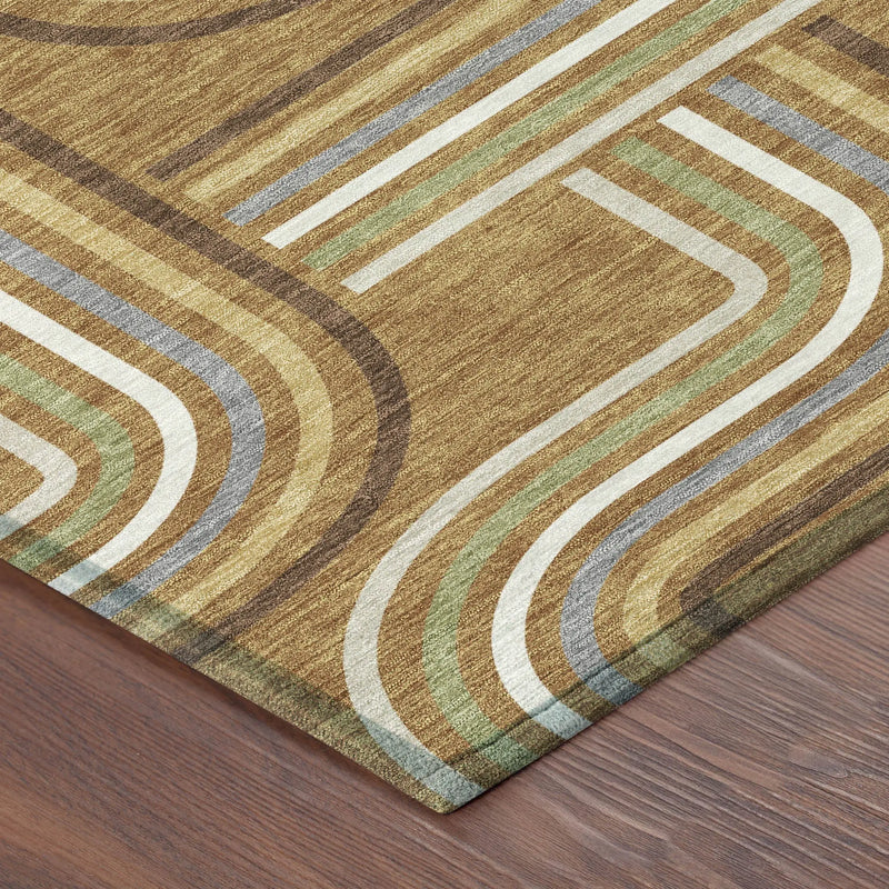 10' X 14' Orange And Gold Geometric Washable Indoor Outdoor Area Rug Homeroots Outdoor
