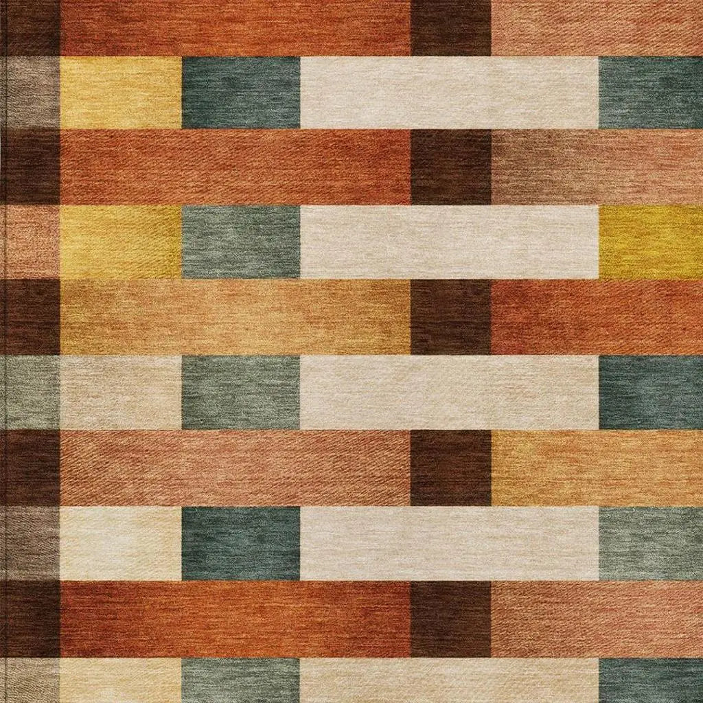 10' X 14' Orange And Gold Striped Washable Indoor Outdoor Area Rug Homeroots Outdoor