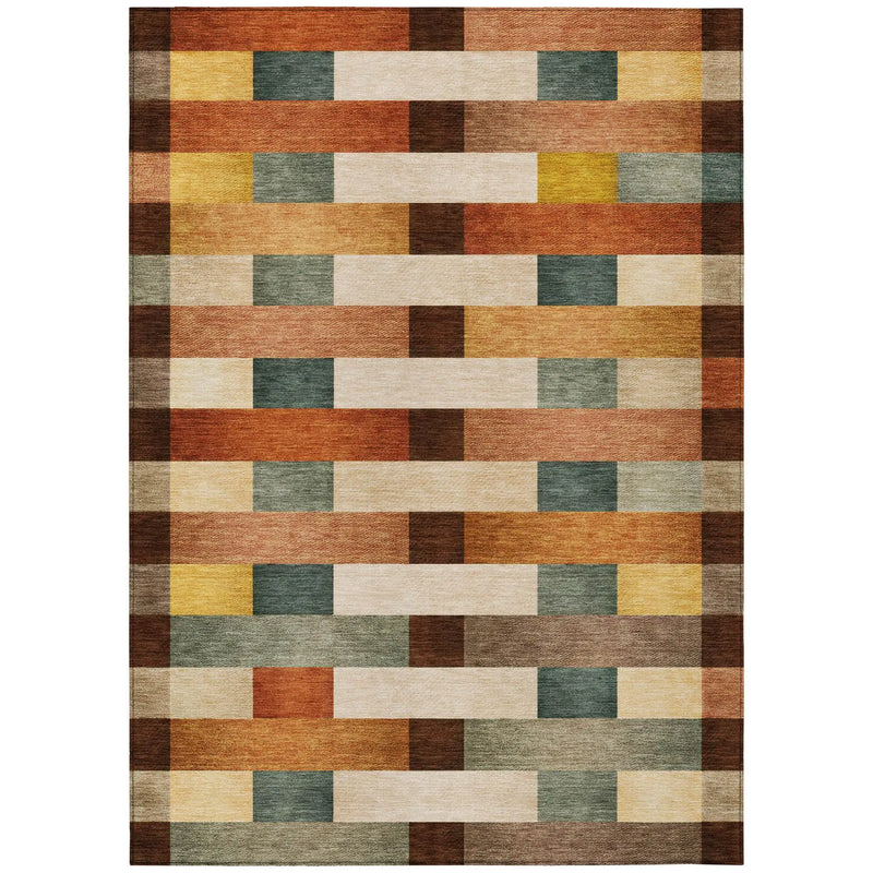 10' X 14' Orange And Gold Striped Washable Indoor Outdoor Area Rug Homeroots Outdoor