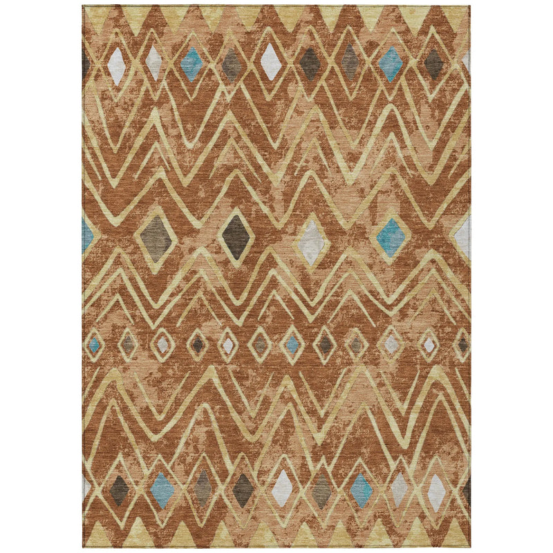 10' X 14' Orange And Graphite Geometric Washable Indoor Outdoor Area Rug Homeroots Outdoor