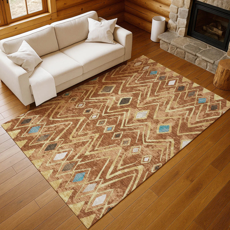10' X 14' Orange And Graphite Geometric Washable Indoor Outdoor Area Rug Homeroots Outdoor