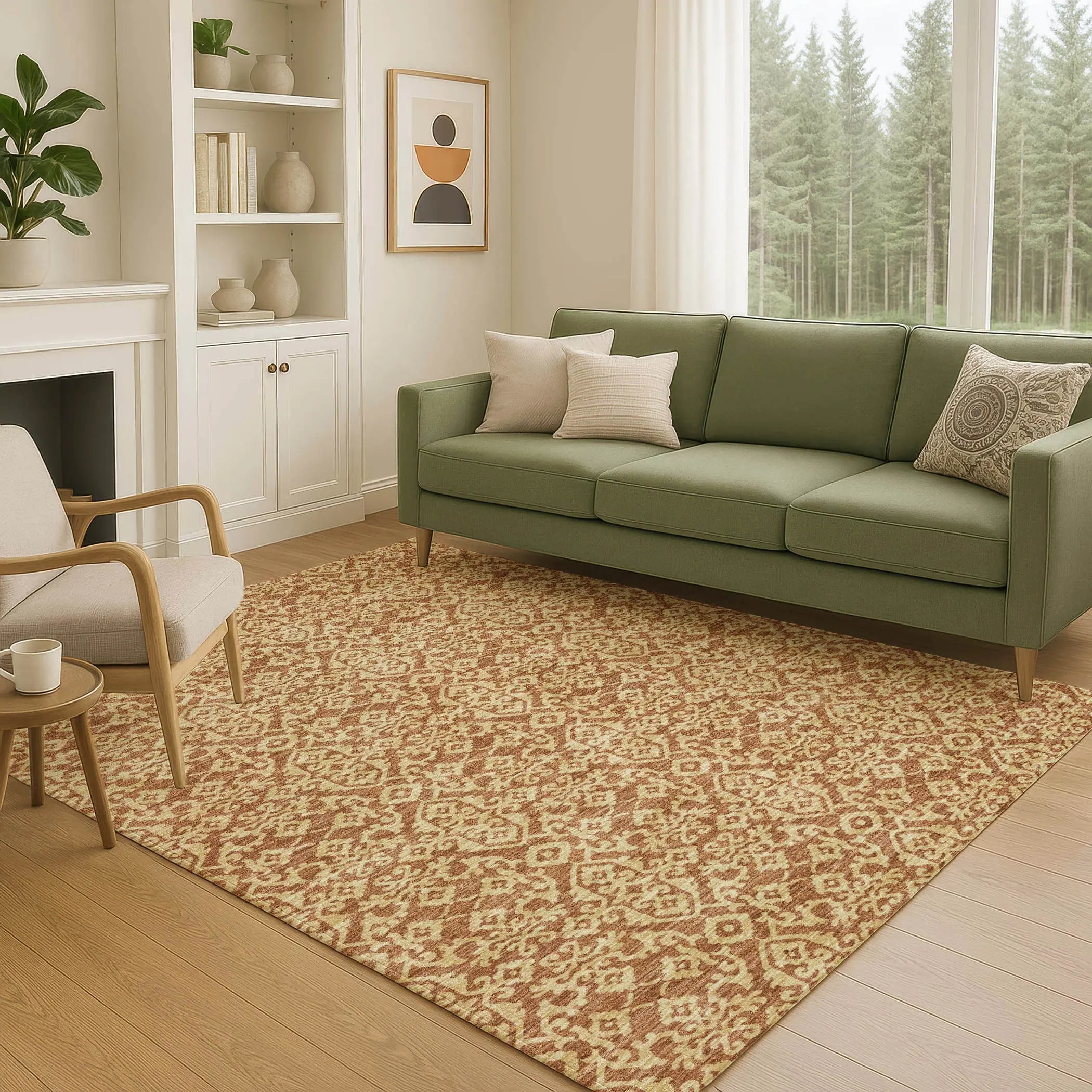 10' X 14' Orange And Graphite Oriental Washable Indoor Outdoor Area Rug Homeroots Outdoor