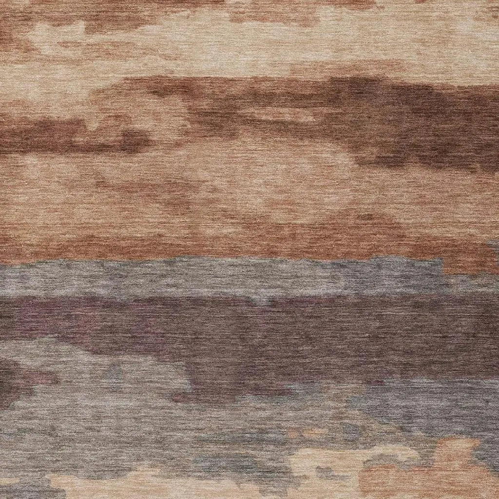 10' X 14' Orange And Gray Abstract Washable Indoor Outdoor Area Rug Homeroots Outdoor